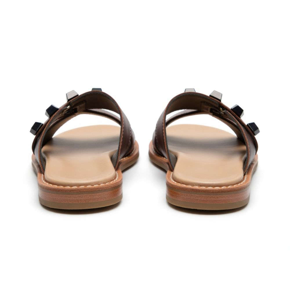 Men Premium Cross Strap Leather Slippers